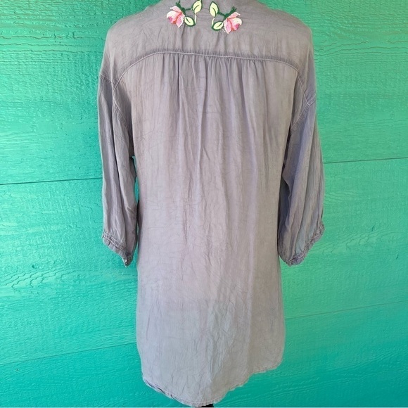 JOHNNY WAS BUTTON DOWN DRESS TUNIC TOP BLUE GRAY SIZE SMALL - Picture 13 of 13